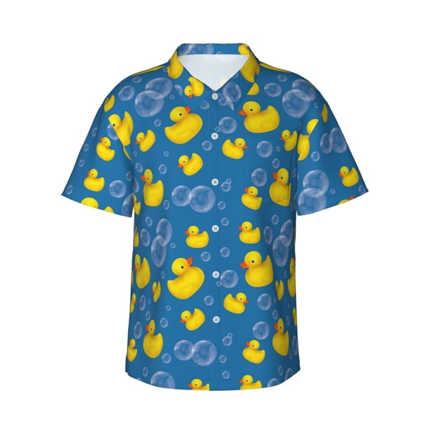 Balery Rubber Duck Camisas hawaianas de manga corta para hombre, camisas playeras de corte holgado, camisas de vacaciones con botones,XX-Large