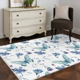 thumbnail image 3 of Blue Butterfly Area Rugs 4x6 ft Purple Flower Spring Floral Plant Simple Washable Rug Non Slip Indoor Carpet Absorbent Floor Mat for Living Room Bedroom Dining Room, 3 of 9