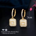 thumbnail image 6 of Square Dangle Round Charm Huggie Hoop Earrrings CZ Silver Plated Women Jewelry, 6 of 9