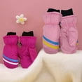 thumbnail image 4 of 1 Pair 3-6 Years Kids Mittens Waterproof Winter Ski Warm Sherpa Lined Long Cuff, 4 of 8