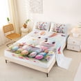 thumbnail image 2 of Erosebridal Kawaii Rabbit Butterfly Full Size Sheets,Colorful Dino Eggs Bed Sheets For Girls Kids 4-Piece, 2 of 6
