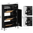 thumbnail image 2 of Yiwa Rattan Shoe Cabinet for Entryway, Hidden Wood Shoe Rack Storage with 3 Flip Drawers, Narrow Freestanding Shoe Organizer Cabinet for Hallway, Easy Assembly, 2 of 8