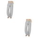 thumbnail image 3 of Sonducket Pantalones de mujer de repuesto sueltos plisados ​​de cintura alta Casual de verano transpirable hasta el tobillo de lino ropa de Gris M 2piezas, 3 of 6