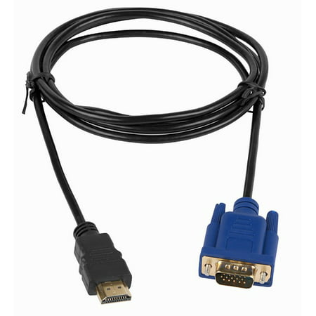 GPCT [Gold Plated] 1.8M HDMI to VGA Adapter Cable. Male to Male Converter, Compatible W/ DVD Players, TV Boxes, Blu-Ray Players, Desktop, PC, Laptop, Projector, Xbox, PS3, STB [UPDATED