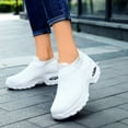 thumbnail image 3 of Women's Platform Wedge Slip On Sneakers Breathable Non Slip Running Shoes Lightweight Knit Orthopedic Shoes White Size 8.5, 3 of 8