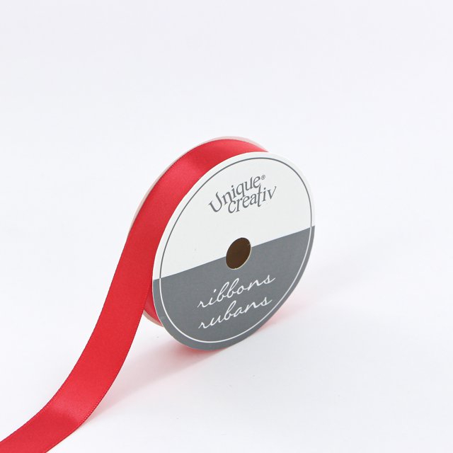 UNIQUE CREATIV, Ribbon, Single Face Satin, Red, 100% polyester, 15mm x 5.5m (⅝" x 6 yds)