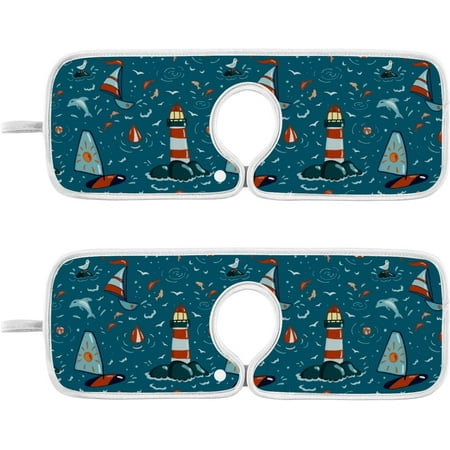 

Sea Summer Fun Sink Splash Guard for Faucet 2 Packs Faucet Absorbent Mats Lighthouse Sailboat Faucet Handle Drip Catcher Quickly Drying Mat for Kitchen Counter Bathroom RV