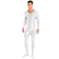 thumbnail image 4 of iEFiEL Mens Shiny Smooth Jumpsuit Long Sleeve Full Body Length Bodysuit for Fitness Workout, 4 of 7