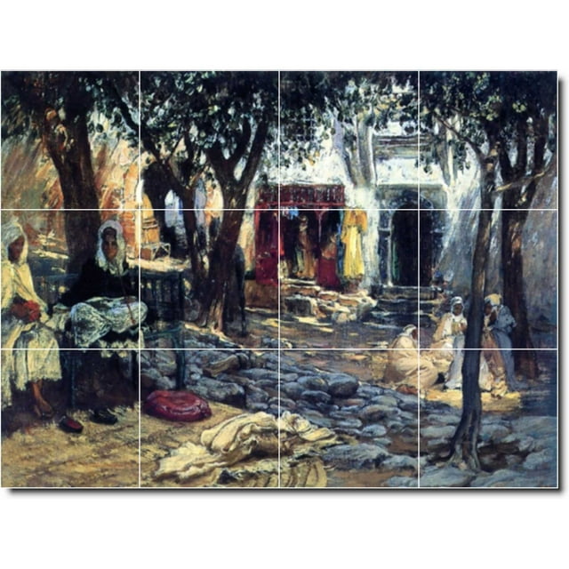 Ceramic Tile Mural-Frederick Bridgman Men Women Painting 12. 60" w x 72" h using (30) 12 x 12 ceramic tiles