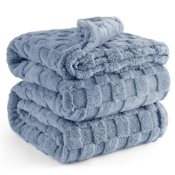 Manta Bedsure Ashley de forro polar azul para sofá, 230 x 230 cm