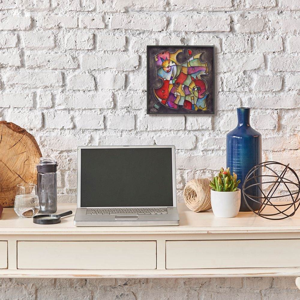 Stupell Industries Colorful Geometry Abstract Distressed Texture Painting Framed Wall Art by Eric Waugh