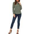 thumbnail image 2 of Allegra K Women's Smocked Ruffled Neck Long Sleeve Floral Blouse, 2 of 5