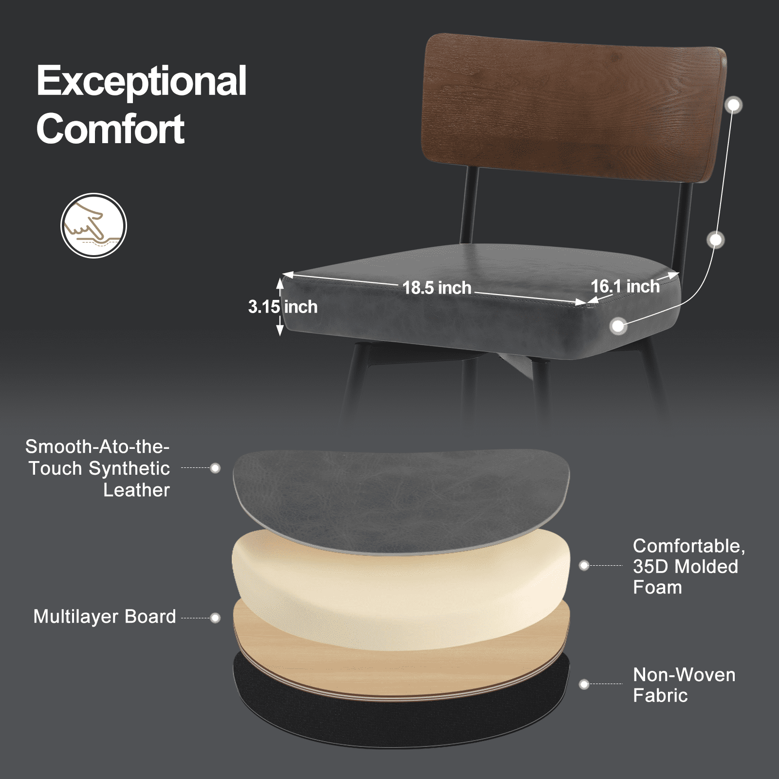 ANMINY Swivel Bar Stools Set of 4, 29" Seat Height, Upholstered Faux Leather Counter Barstools with Wood Backs and Metal Legs, Counter Height Bar Stool for Kitchen Island