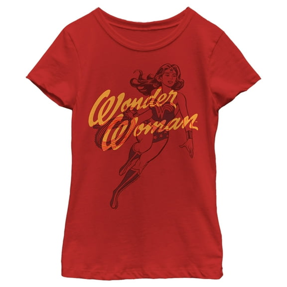 Girl's Wonder Woman Logo Sketch  Graphic Tee Red X Small
