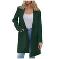 thumbnail image 3 of Jacket for Women with Pockets Fashion Solid Color Long Sleeve Full Zipper Long Casual Coat Women's Outerwear Army Green M, 3 of 9