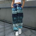 thumbnail image 2 of Pantalones afelpados Gibobby para mujer sueltos Retro Casual Cordón Impreso L azul, 2 of 5