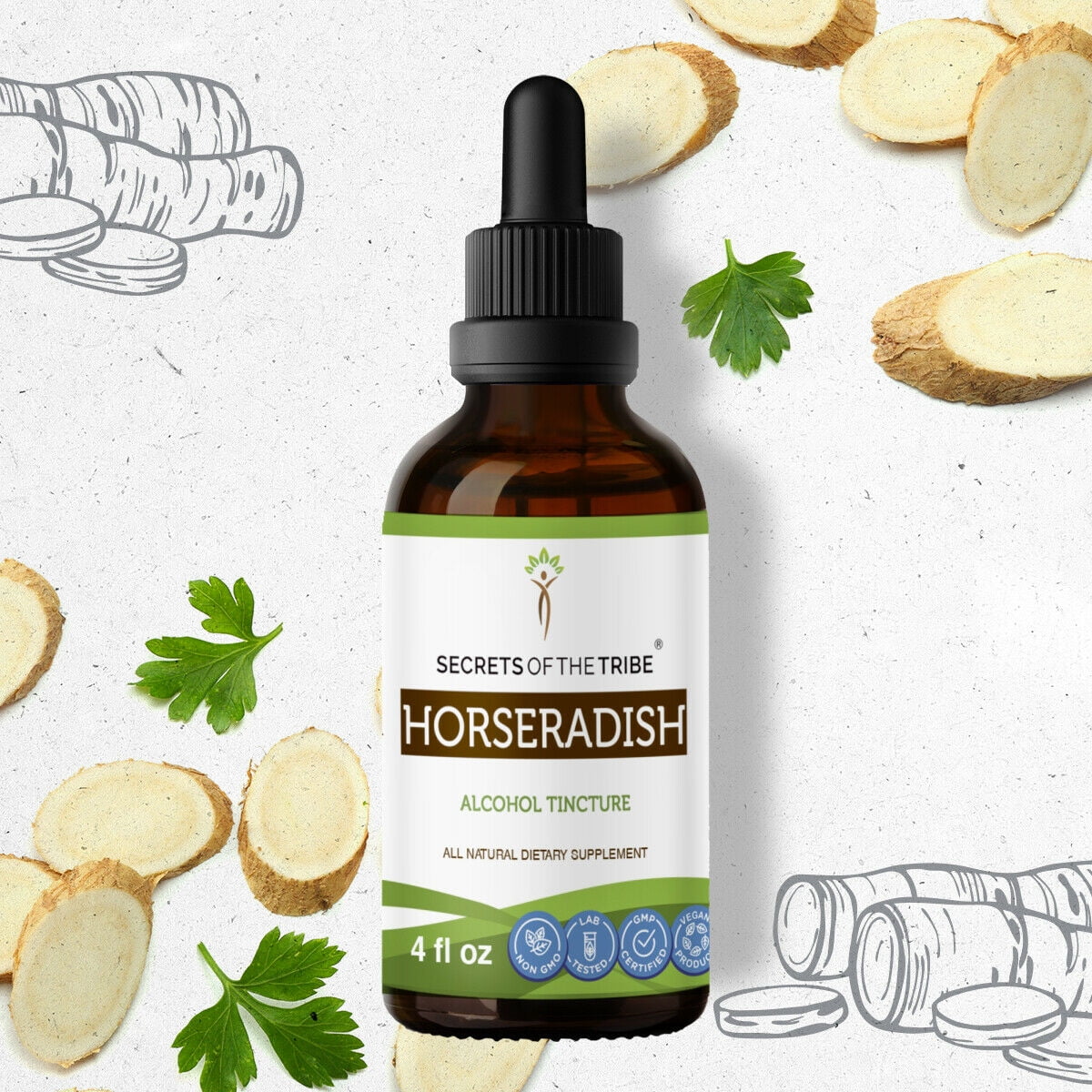 Horseradish Tincture Alcohol Extract, Organic Horseradish (Armoracia