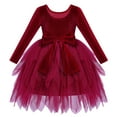 thumbnail image 2 of IDOPIP Toddler Girls Velvet Tulle Tutu Dress Long Sleeve Bowknot Christmas Dress Fall Winter Dresses, 2 of 9