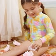 thumbnail image 6 of URMAGIC URMAGIC Toddler Little Girls Long Sleeve 1-Piece Rashguard UPF 50+ Swimsuit Bathing Suit/Yellow Daisy, 6 of 7