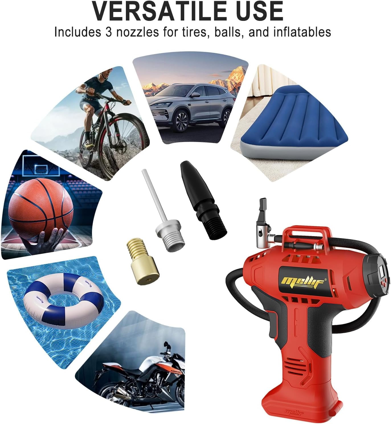 Mellif Cordless Tire Inflator Portable Air Compressor Compatible with Milwaukee 18V Battery(Tool Only)