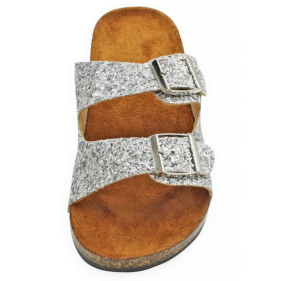 LAVRA Women's Slide Buckle T-Strap Cork Footbed Platform Flip Flop Shoes Sandals