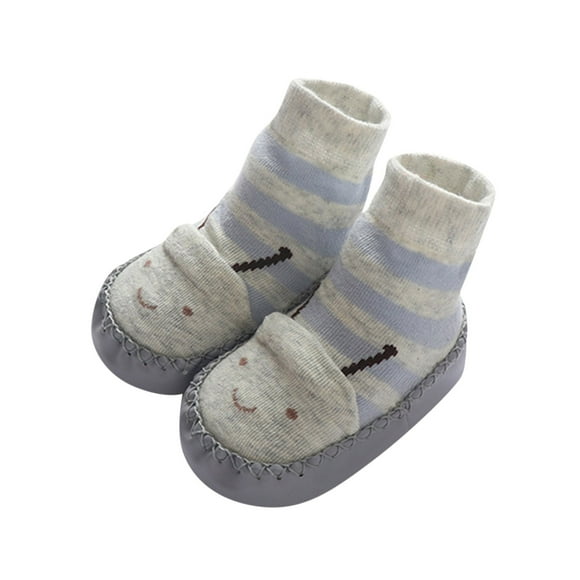 Liyamei Automne et Hiver Chaussures Mignonnes pour Enfants Garçons et Filles Semelle Plate Antidérapante Légères Confortables Chaussettes Abeille Dessin Animé Gris 18-24 Mois