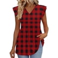 thumbnail image 2 of Craaazy Womens Casual V-Neck Ruffle Sleeve Top with Polka Dot Ombre Plaid Prints for Brunch and Vacation Outfits Gifts, 2 of 9