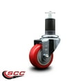 thumbnail image 2 of 3 Inch Red Poly Wheel Swivel 1-5/8 Inch Expanding Stem Caster SCC, 2 of 2