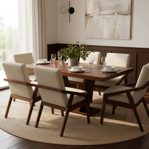 Set de Comedor SALVANTO Dallas 6 Sillas Chapa de Parota Color Tzalam 160x100 cm