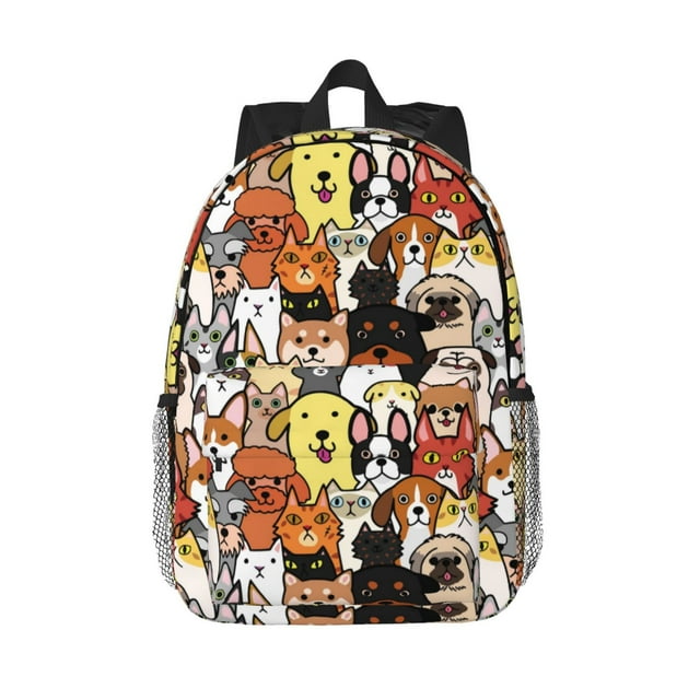 Disketp Cats & Dogs Group Mochila Escolar de 15 Pulgadas, Mochila Ligera para Estudiantes, Viajes y Trabajo, Cómoda y Resistente para el Uso Diario