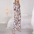 thumbnail image 2 of Bingfone Womens Pajama Sets Red Blue Leaves Print,Long Sleeve Loungewear Pajamas Set-Large, 2 of 8