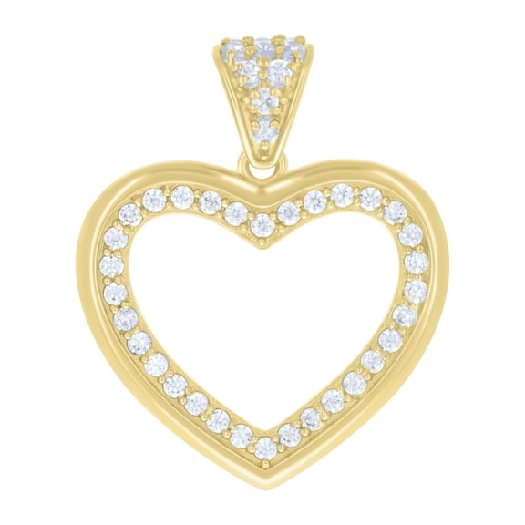 10k Yellow Gold Womens Cubic-Zirconia Heart Charm Pendant
