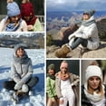 thumbnail image 5 of Lelaffet Women Hat Scarf Set Pom Beanie Girls Cute Winter Ski Hat Slouchy Knit Cap with Fleece Lined Gray-White, 5 of 5