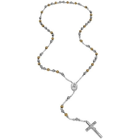 Men's Stainless Steel Two-Tone Rosary, 19.5