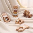 thumbnail image 2 of Freniland Wooden Montessori Toys, 5-Piece Wooden Baby Toys, Bear Wooden Baby Rattle, Fox Stacking Ring Baby Toys, Wooden Car Push And Pull Toys, Bear Wooden Grasping Toys, 2 of 10