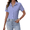 Blue White Stripe, variant on Short Sleeve Button Down Blouses for Women Tailored Business Work Shirts Summer Tops