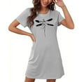 thumbnail image 4 of Wancir Women's Soft Dragonfly Print Lounge Dress, Plus Size Short Round Neck Nightdress, 4 of 5