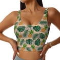 thumbnail image 2 of Lsque Pineapples Palm Leaves Printed Women'S Sports Bra, Compression, Moisture Wicking, High-Impact Sports Bra For Women,Supportive sports bra-Small, 2 of 9