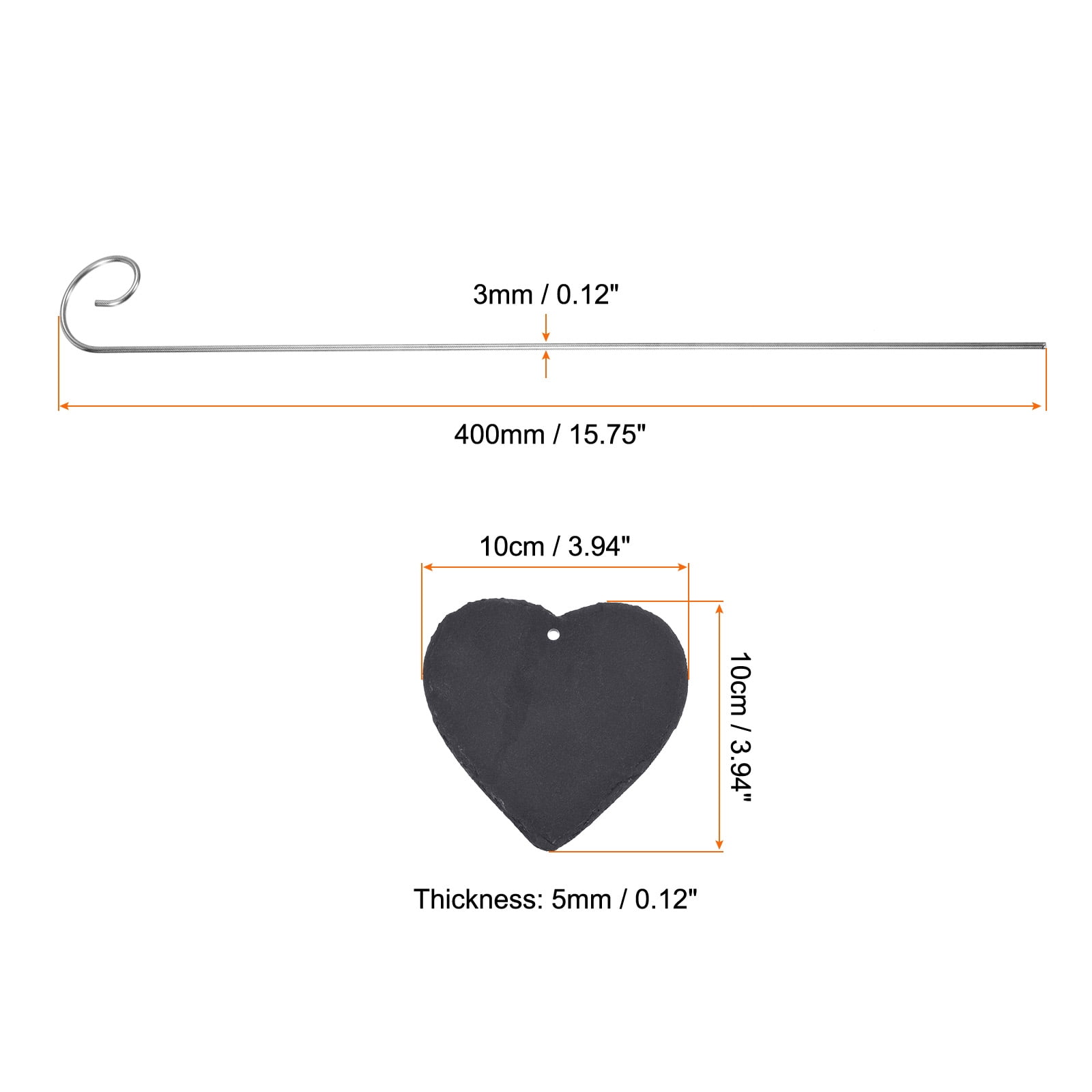 Uxcell Slate Heart Shape Plant Labels with Stainless Steel Hanging Rod Pen 10 Pack