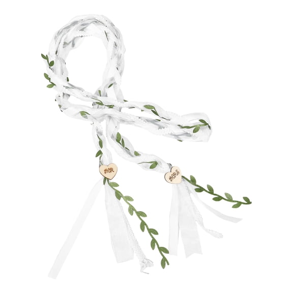 Hemobllo White Wedding Handfasting Cord with Wood Pendants Traditional Unity Rope for Ceremony