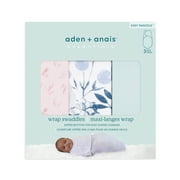 aden + anais essentials flowers bloom easy swaddle wraps, 0-3M, 3pk