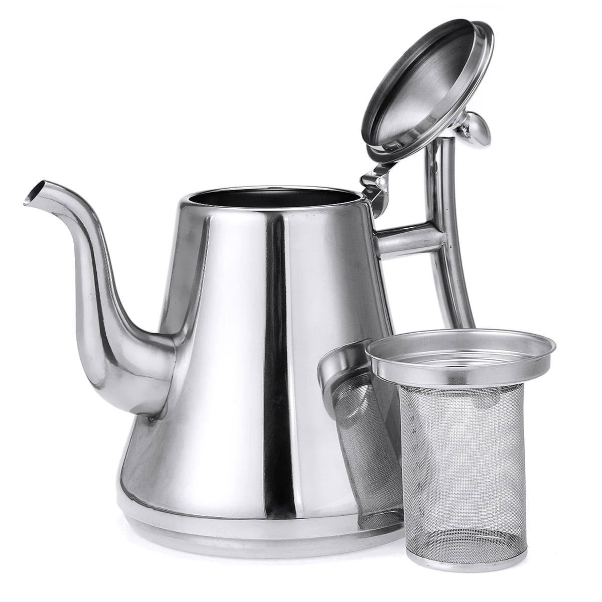 2L Stainless Steel Tea Pot Coffee Pot Gooseneck Kettle Moka Pot Espresso  Coffee Maker Stove With Removable Infuser Filter Home Office Camping Use