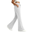 thumbnail image 5 of Kvture Womens Casual Loose Drawstring Elastic Waist Wide Leg Lounge Pants Lightweight Baggy Sweatpants Joggers with Pocket White Pant M, 5 of 7
