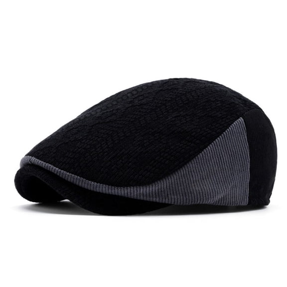 Men Knitted Crochet Gatsby Flat Hat Winter Contrasting Duckbill Golf Driver Ivy Peaked Cap