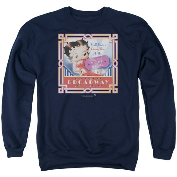 Betty Boop On Broadway Adult Crewneck Sweatshirt Navy
