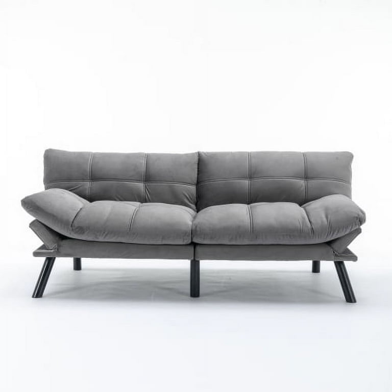 Free Shipping Leumius Memory Foam Futon Sofa Bed Upholstered Velvet Folding Sofa Couch for Living Room Gray Walmart