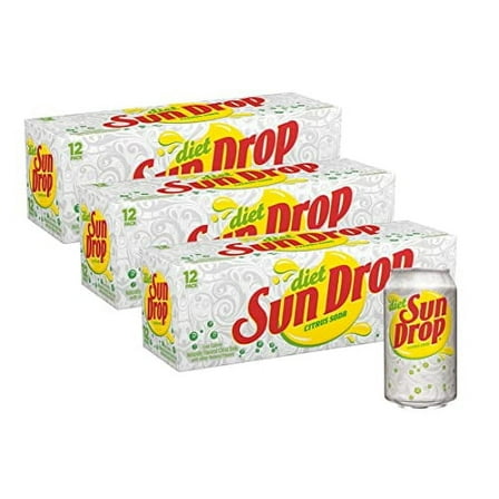 Diet Sun Drop Citrus Soda Soft Drink Cans - 3 Cases (36 Pack)
