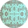 thumbnail image 1 of Ahgly Company Indoor Round Oriental Light Blue Traditional Area Rugs, 3' Round, 1 of 4
