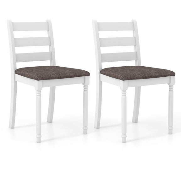 Giantex Set of 2 Rubber Wood Dining Chairs, Linen Fabric Padded Chairs, Dining Side Chairs