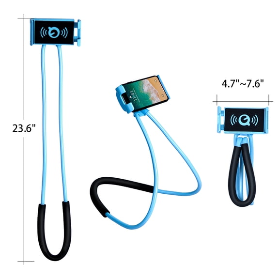 Flexible Lazy Neck Phone Holder, 23.6 Inch Adjustable Gooseneck Cell Phone Stand, Universal 4.7"-7.6" Smartphone Mount for Bed, Car Headrest, Bicycle, Desk Hands-Free Video Watching